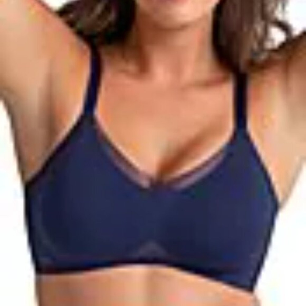 Honeylove Crossover Bra Navy Blue Wireless Supportive Mesh‎ Detail Size 2X